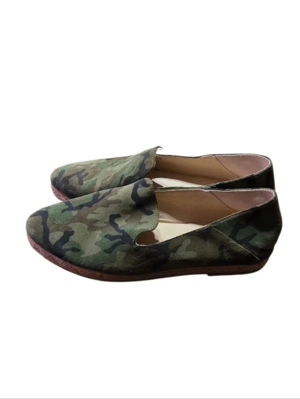 Jack Rogers Audrey Suede Flat Espadrilles Green Camo Size 6